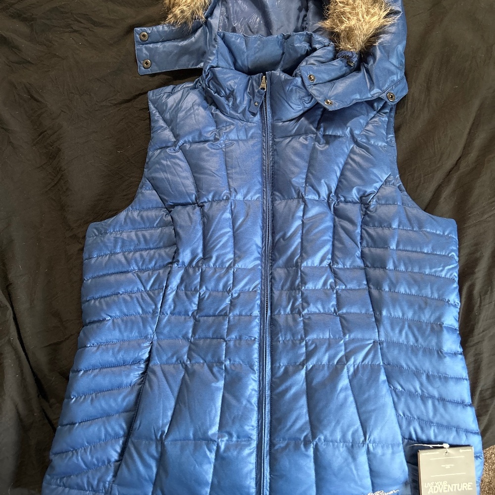 Eddie Bauer Down Vest with removable faux fur hood